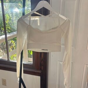 Lucky Honey White Long-Sleeve Crop Top